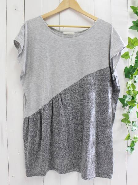 ◆chocol raffine◆切替え ドルマンビッグTシャツ F グレー拍卖