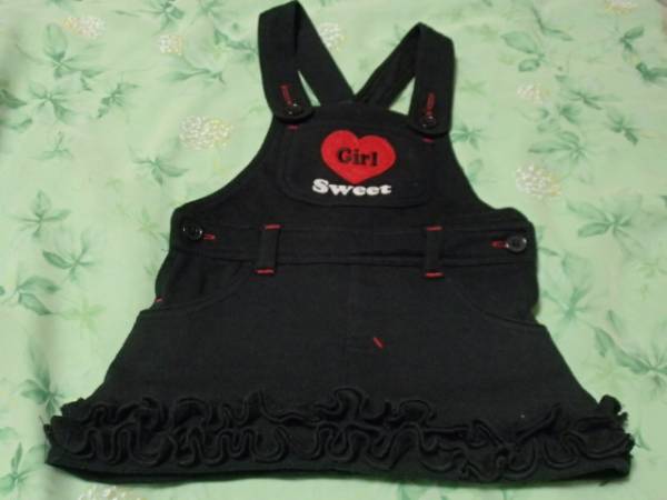 ▲サロペット ジャンパースカート90 黒 ブラック 西松屋拍卖