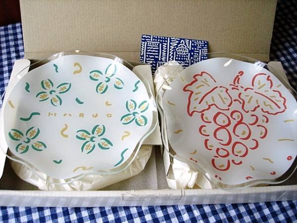 直径13.5cmガラスプレートペア★ハルオ宮地★未使用拍卖