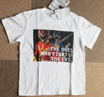 (^-^)ゴセイジャー白地の半袖トップス♪120拍卖