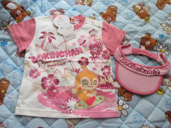 新品♪アンパンマンドキンちゃんバイザーつき半袖Tシャツ90拍卖