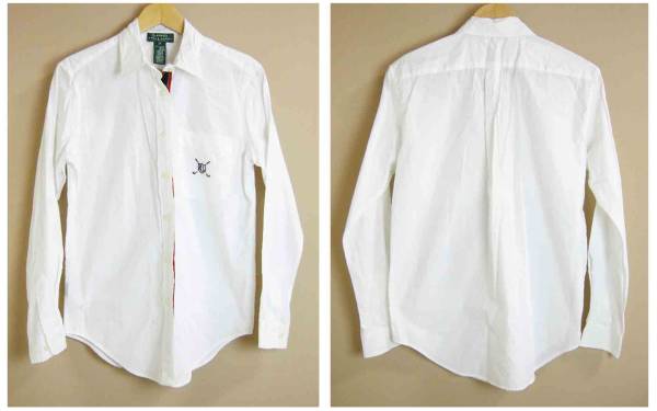 ■LAUREN/RALPH LAUREN【ラルフローレン】白 長袖 シャツ ブラウス 2P(S~M)拍卖
