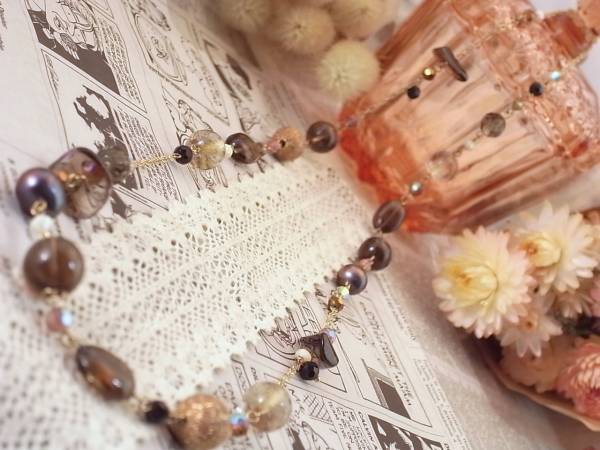 ★新品★黒曜石・パール・スモーキークォーツネックレス拍卖