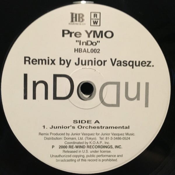 Pre YMO / InDo (Remix Junior Vasquez )拍卖