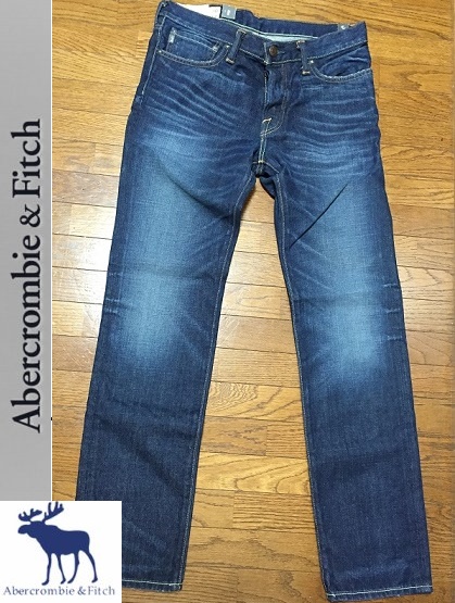 新品未使用Abercrombie&Fitch アバクロ Rollins Skinny ジーンズw30×w32 メンズ紳士デニムジーパンボタンフライ拍卖