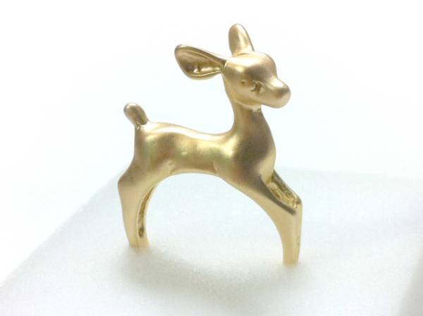バンビフープリング フリーサイズ ゴールド 小鹿モチーフ拍卖