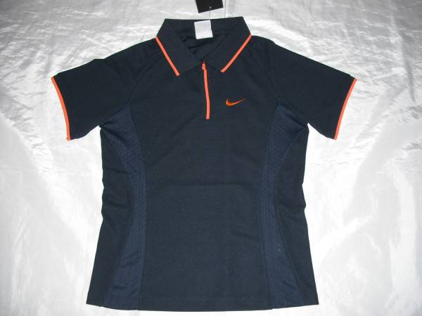 新品即決NIKEナイキ☆レディース半袖ポロシャツ Sサイズ ネイビー/オレンジ 388726拍卖