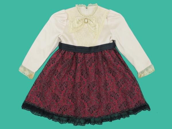 KO252★日本製 発表会などに花柄レースワンピース 105拍卖