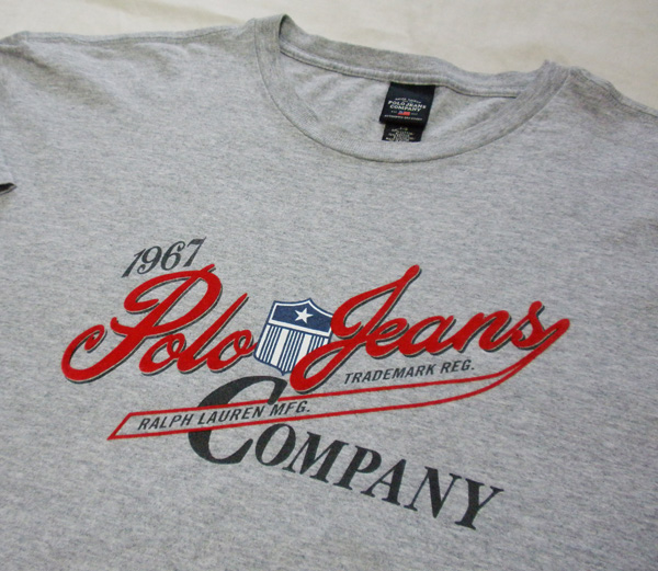 L【ポロジーンズ/Tシャツ】ラルフローレン 霜降りグレー 古着拍卖
