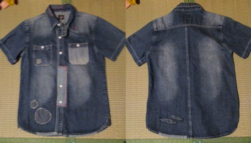 ボンズ アンド ピース パッチワーク ユーズドリメイク加工 シャツ Lサイズ デニムシャツ拍卖