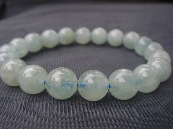 ☆風水,海の色天然4A級アクアマリンブレスレット9.5mmA21拍卖