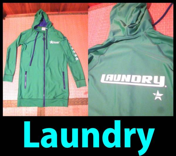Laundry ラッシュガード パーカー 日本製 デカロゴ ジャケット ランドリー ロゴ 可愛い 緑 グリーン拍卖
