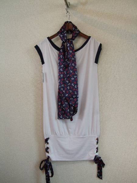 CECILMcBEE白スカーフ付チュニック ミニワンピ(USED)70214②)拍卖