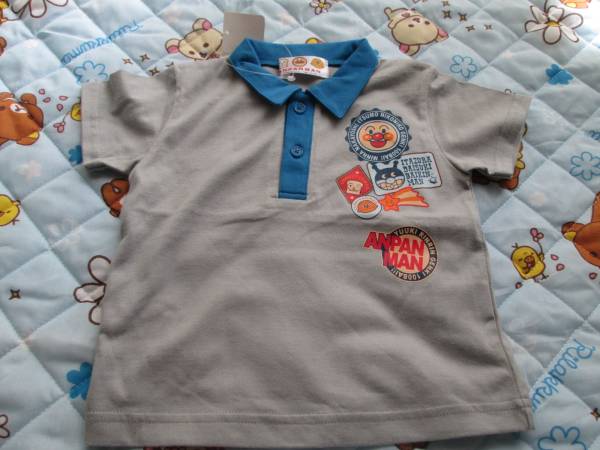 ○新品♪アンパンマン襟つき半袖Tシャツグレー90cm○拍卖