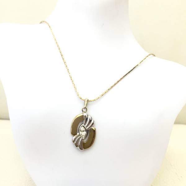 【ネックレス】約36+5cm マーキース型ストーンがオシャレ ゴールド 金色 ゴールドカラー拍卖