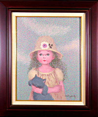 はしぐちみよこ(むぎわら帽子 F6号)油彩画 真作 Acre拍卖