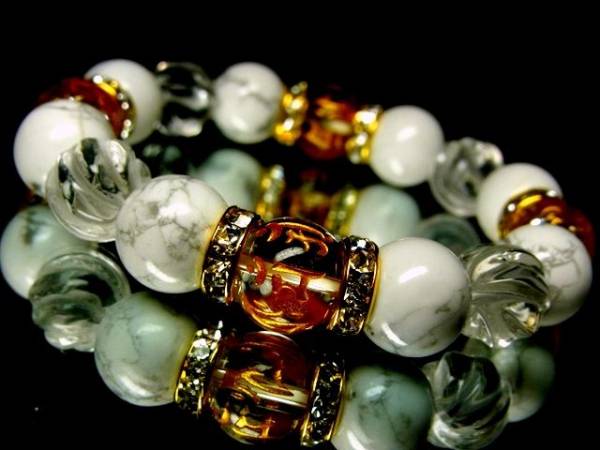 十二支梵字水晶トルネード水晶ホワイトターコイズ12ミリ拍卖