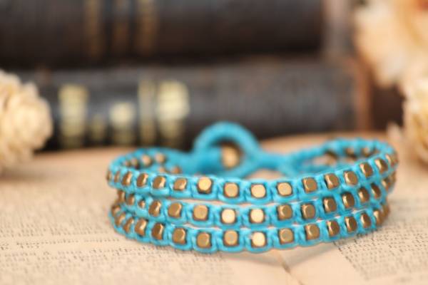 ♪新入荷♪Wakami 風WAXCORDブラスビーズ3連ブレスレットD拍卖