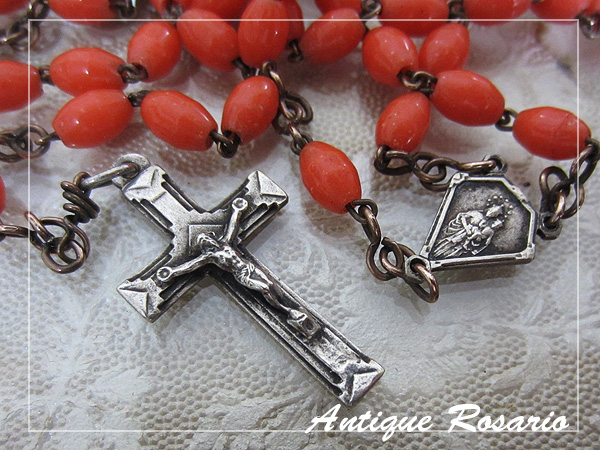 聖具★アンティークロザリオ91 ガラスビーズ クロス拍卖