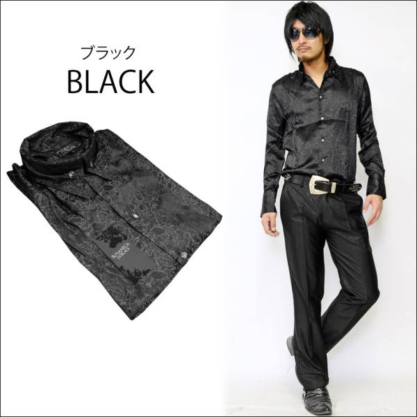RMANICA総柄サテン素材デュエドレスシャツ新品ブラックM拍卖