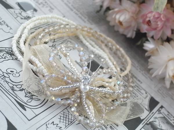 ★新品★蝶ラインストーンビーズ5連ブレスレットB拍卖