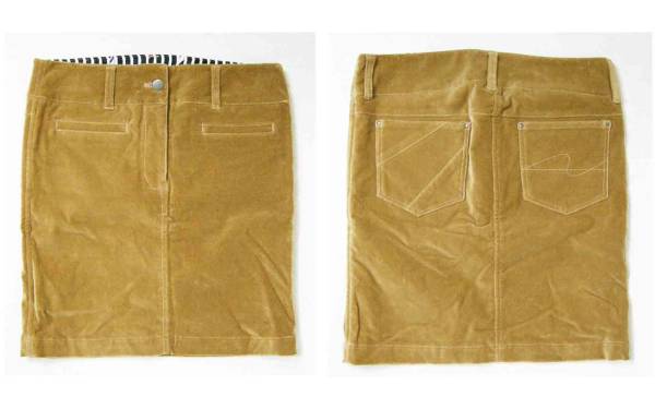 DOUBLE STANDARD CLOTHING【ダブルスタンダード】茶 ベージュ 膝上丈 コーデュロイ 別珍 スカート 38拍卖