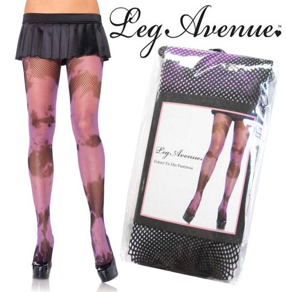 00A)LegAvenueタイダイストッキング黒紫B系セレブダンサーダンス拍卖