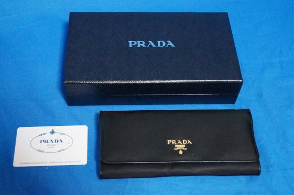 ■美品■PRADA プラダ 長財布 型崩あり ギャランティC/純正箱付拍卖