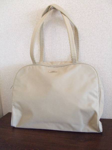 INEDベージュナイロンボストン型ハンドバッグ(USED)62115)拍卖
