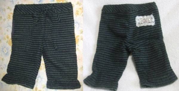 110㎝ s.t.closet ショートパンツ 半ズボン ハーフパンツ ボーダー 秋冬 紺色×緑色拍卖