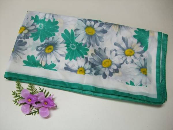 (^_^)良品/イタリア製/スカーフ/伊国製/緑/花柄/黄色/白/YY拍卖