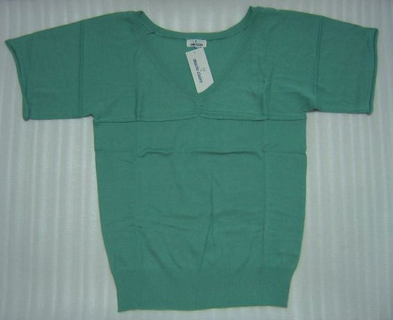 タグ付き・未使用◆RUE deマリクレール/半袖Vネックニット緑L/長期保管品拍卖