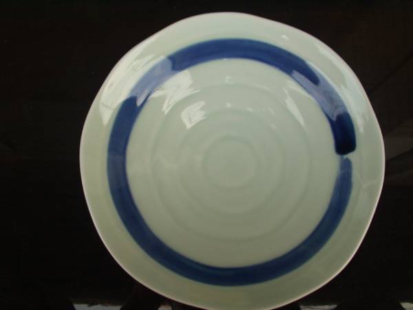 有田・波佐見・若手陶芸作家・康創窯染付一文字藍22cm皿1枚拍卖