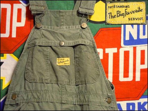 ★希少☆USA製アメリカ製 THE BIG FAVORITEビッグフェイバリットビンテージグリーンコットンオーバーオール30's40's50's30年代40年代拍卖