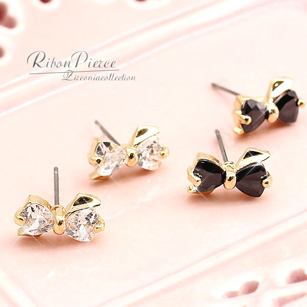 期間限定セール!!★送料無料・即決価格★リボンピアス★ダイヤモンドCZ★拍卖