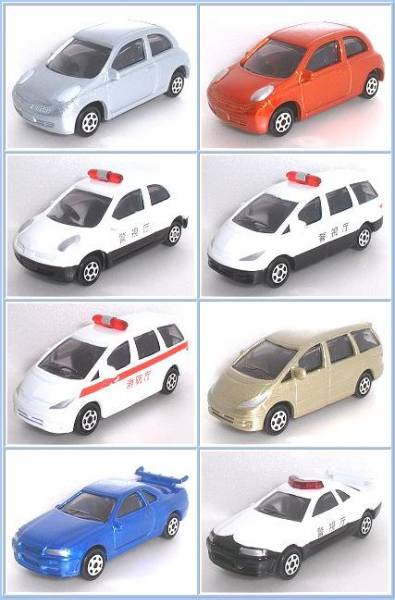 ■ポケットビークル■日産 スカイライン GT-R R34、日産 マーチ、トヨタ エスティマ パトカー(全8種)パトロールカー バンダイ拍卖