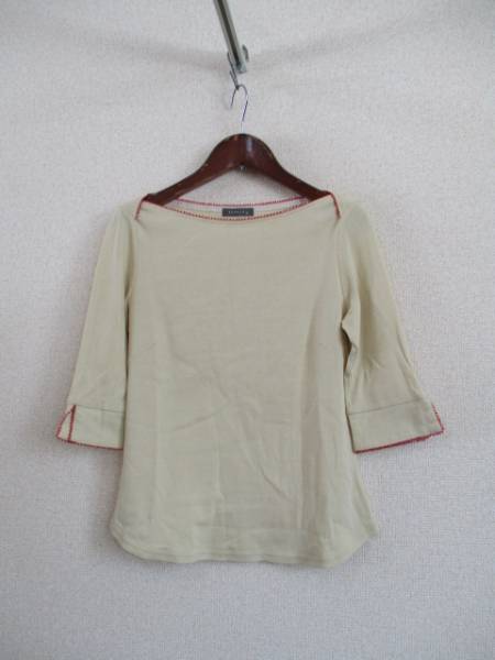 PUPULAベージュ赤ライン入7分袖カットソー(USED)22516)拍卖