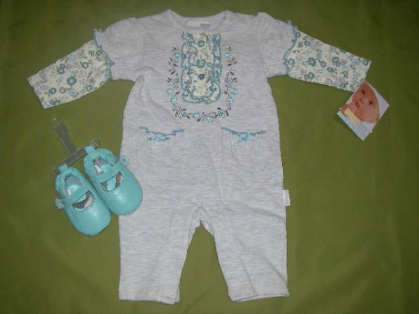 日本未入荷♪刺繍がキュートなカバーオールとシューズのセット3M拍卖