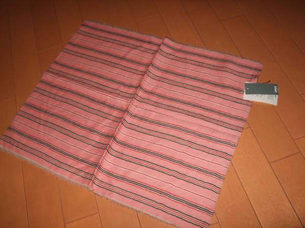 新品タグ即決■EPICEストライプ薄手ウールストール■ピンク拍卖