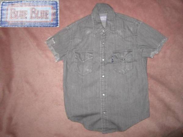 BLUE BLUE ブルーブルー デニム ウエスタンシャツ カットオフ 灰 1 ハリラン ハリウッドランチマーケット拍卖
