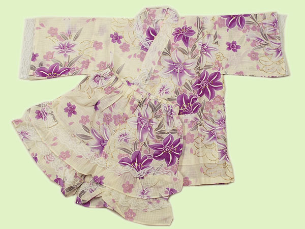 ☆★新品★☆女の子用☆レース付☆甚平☆100サイズ☆【1005】拍卖