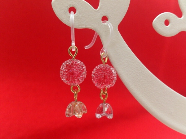 ハンドメイド★シュガーレッドとトパーズピンクラスターの ピアス(449)値下げ拍卖