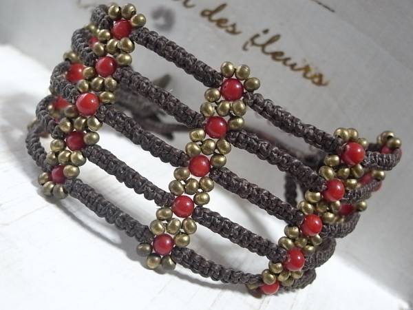 ★新入荷★コーラル&ブラスビーズブレスレット拍卖