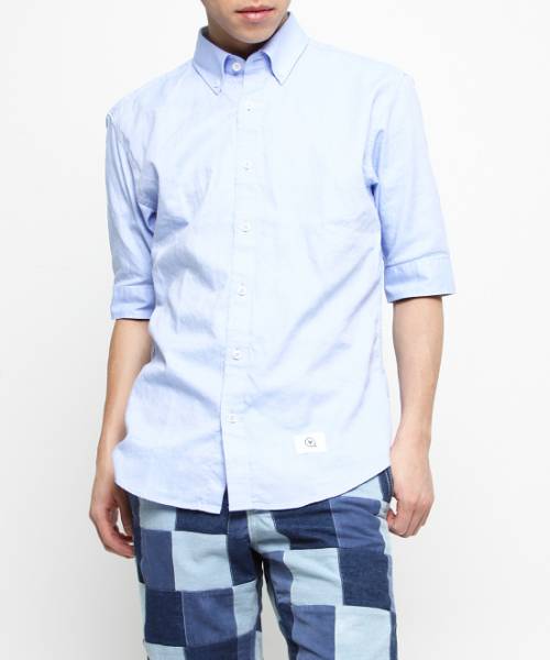 新品未使用VJS1102サイズL【VANQUISH紳士五分袖ボタンダウンオックスフォードシャツサックス】メンズ カジュアルシャツ拍卖