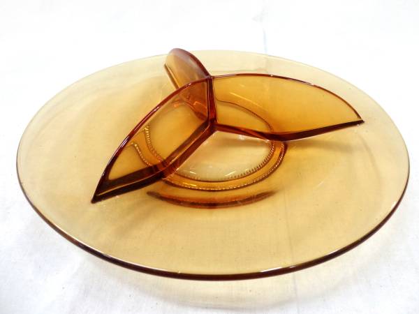 アンティーク 古道具 希少 デザイン 琥珀 アンバー ガラス トレイ グラス 透明 ビンテージ 雑貨 ディスプレイ インテリア 収納 オブジェ 黄拍卖