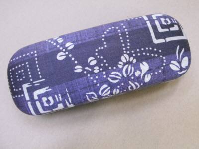 ◎新品◎布張りメガネハードケース◎クラシックな蝶々柄◎藍色◎拍卖