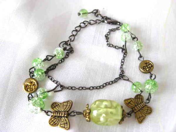 ◯新品 ブレスレット バングル アンティーク調 淡いグリーン ビーズ チベット製拍卖