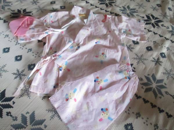 ☆新品♪ウサハナ巾着つき甚平ピンク110cm☆拍卖