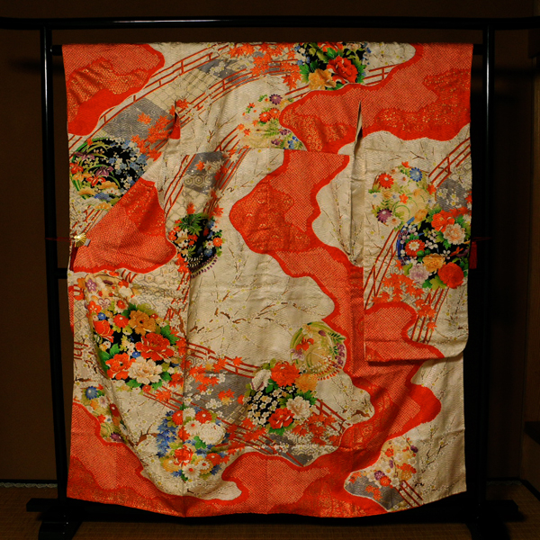 見切り 正絹 少々難有り 振袖 -袷-拍卖