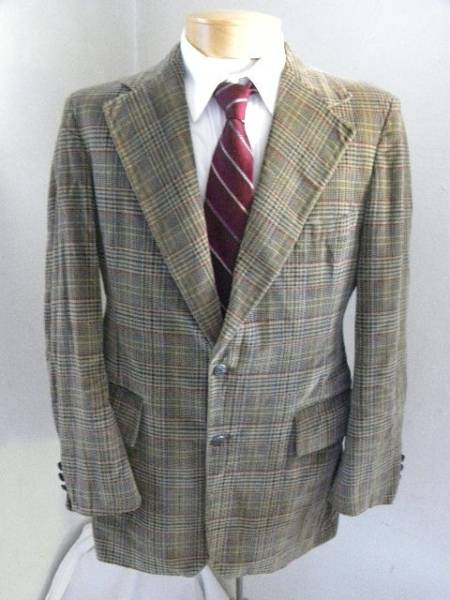 |o_o|Bill Blass(1n)vintage70sベルベットブレザー170-175cm銀釦拍卖